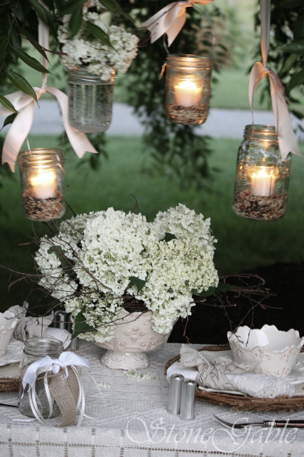 HANGING LANTERNS TABLESCAPE StoneGable