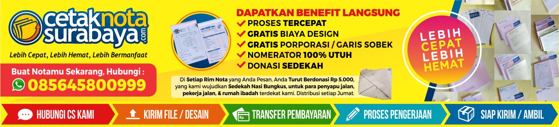 Daftar Harga Percetakan Nota Kwitansi Murah Surat Jalan Tanda Terima Kop Surat Invoice Surabaya