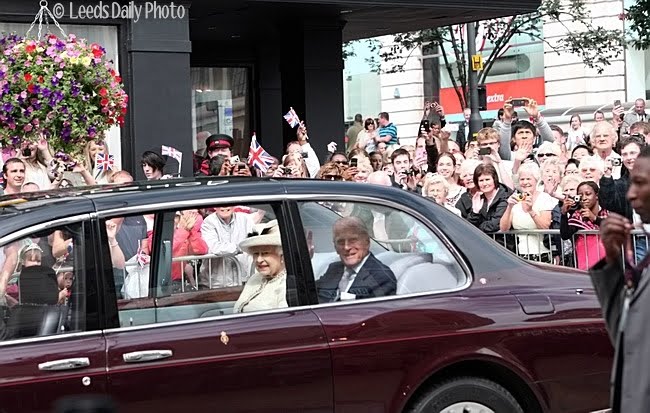 Picture of Queen arriving on Briggate in Leeds city centre Queen Visits Leeds