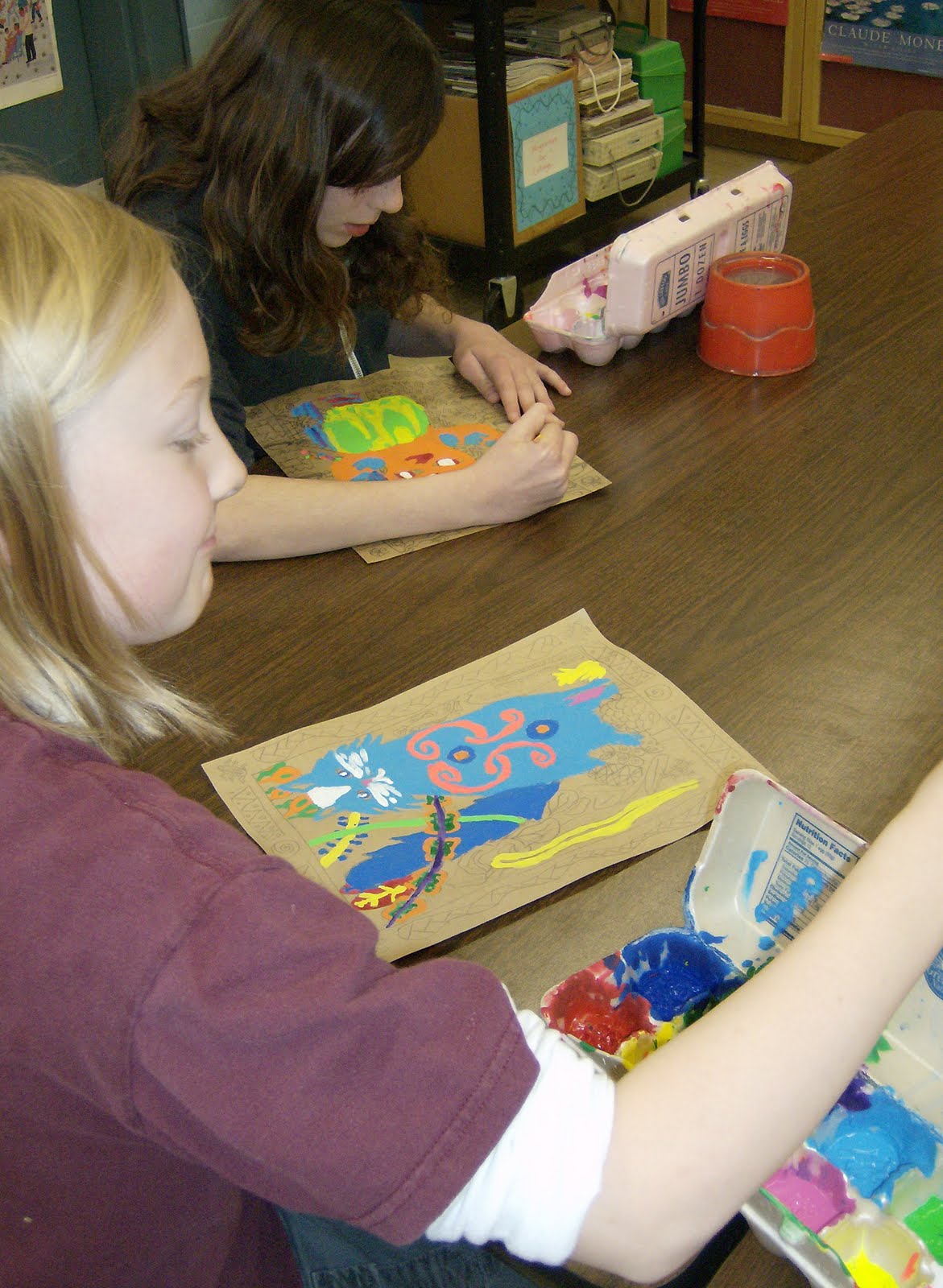 Zilker Elementary Art Class Fifth Grade Bark Paintings