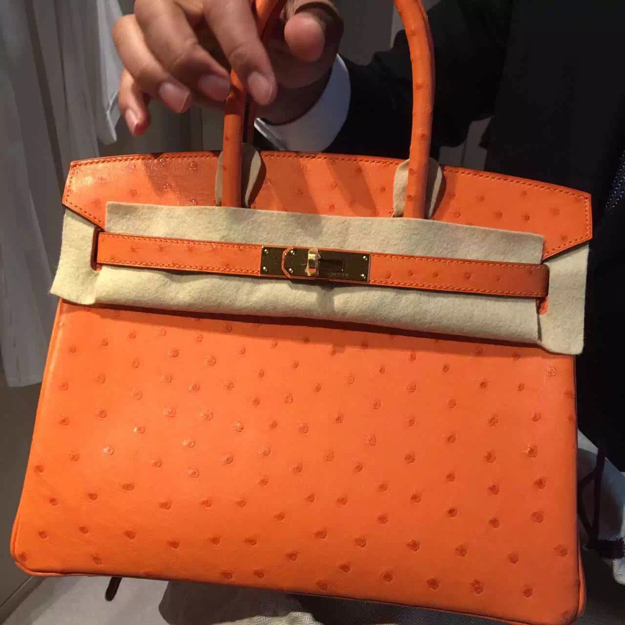 orange ostrich birkin