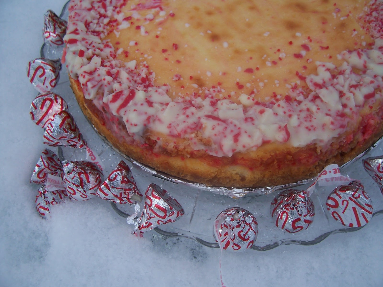 Hershey's Kisses Candy Cane Swirl Cheesecake and the Beauty of Cream Cheese