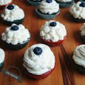 red & blue velvet cupcakes
