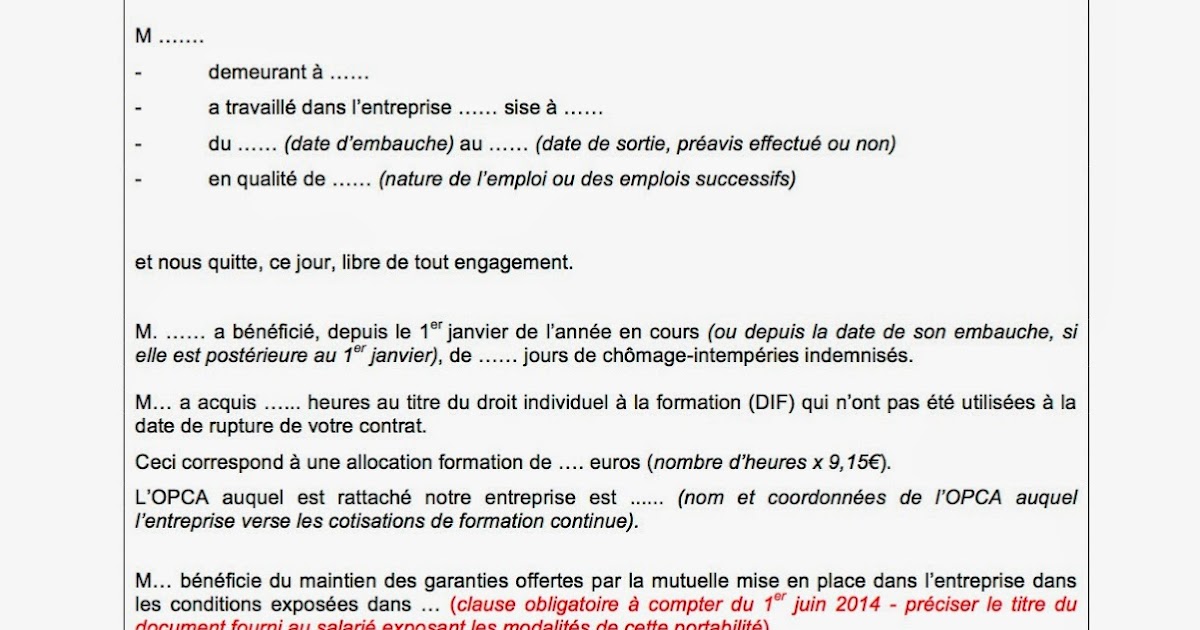 Objectif Formation Paie Certificat De Travail Juin 2014