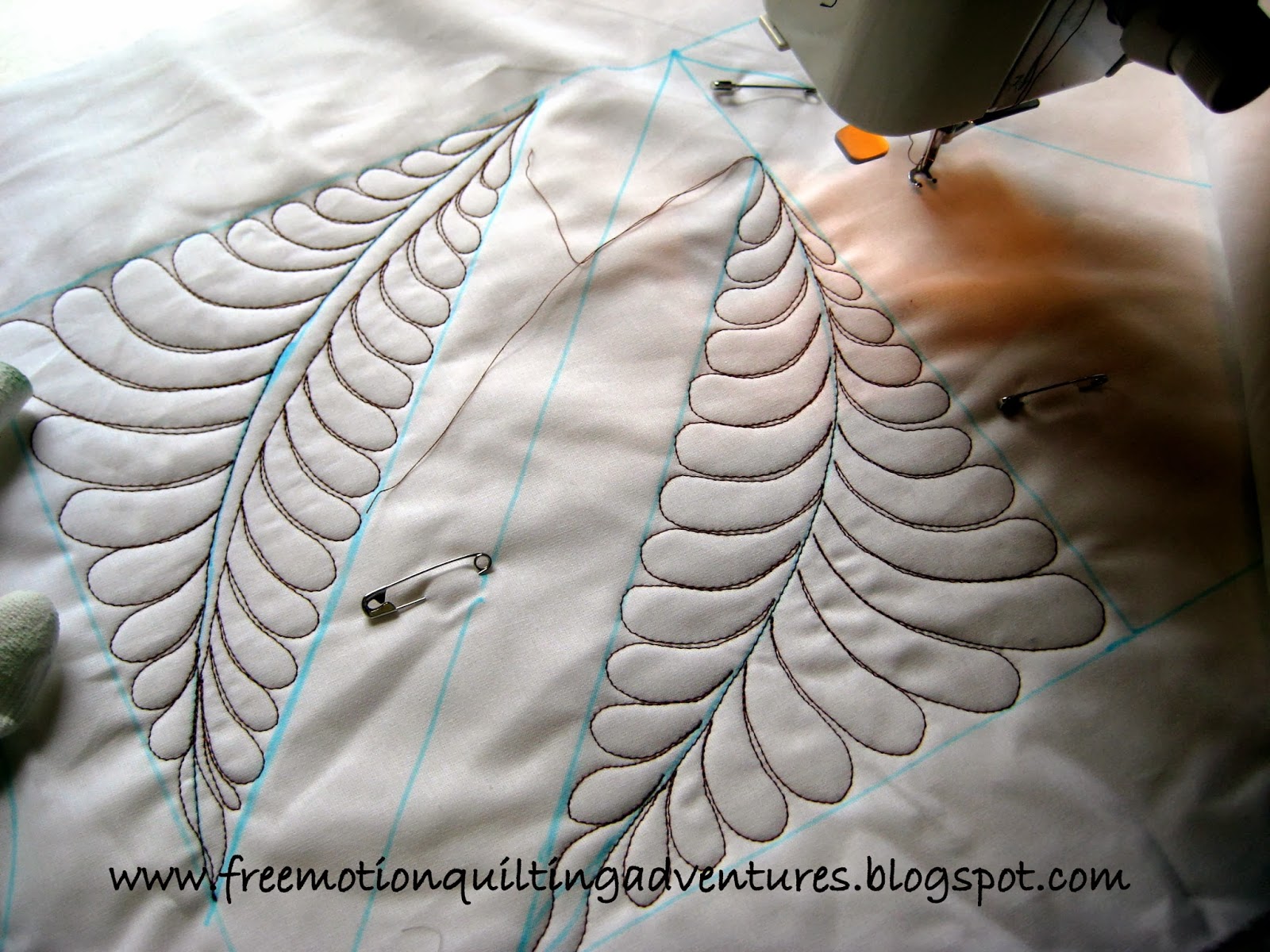 Amy's Free Motion Quilting Adventures Free Motion Feathers in Triangles