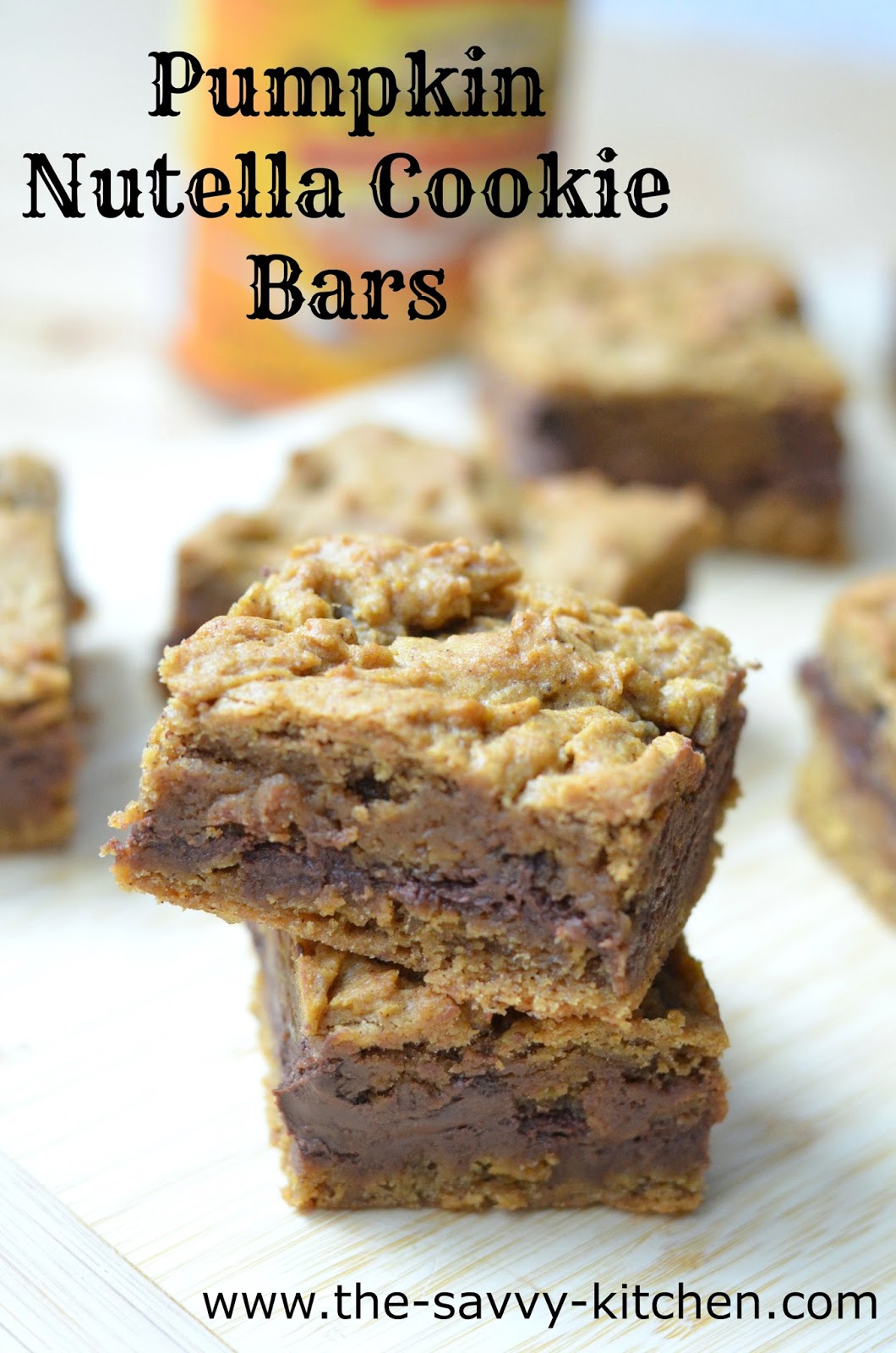 The Savvy Kitchen Pumpkin Nutella Cookie Bars