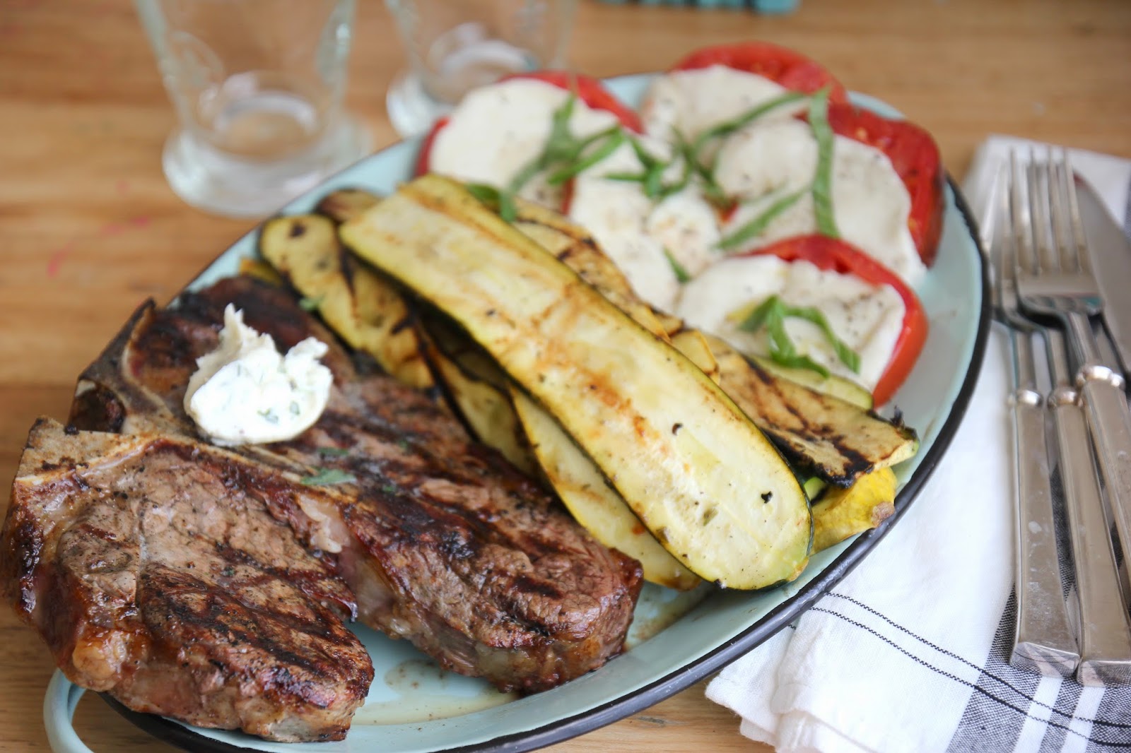 Jenny Steffens Hobick Grilling with Herbs Steaks & Herb Butter, Tomatoes & Basil, Squash & Thyme