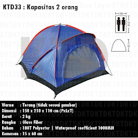 KTD33 krey tenda dome kapasitas 2 orang 1 layer