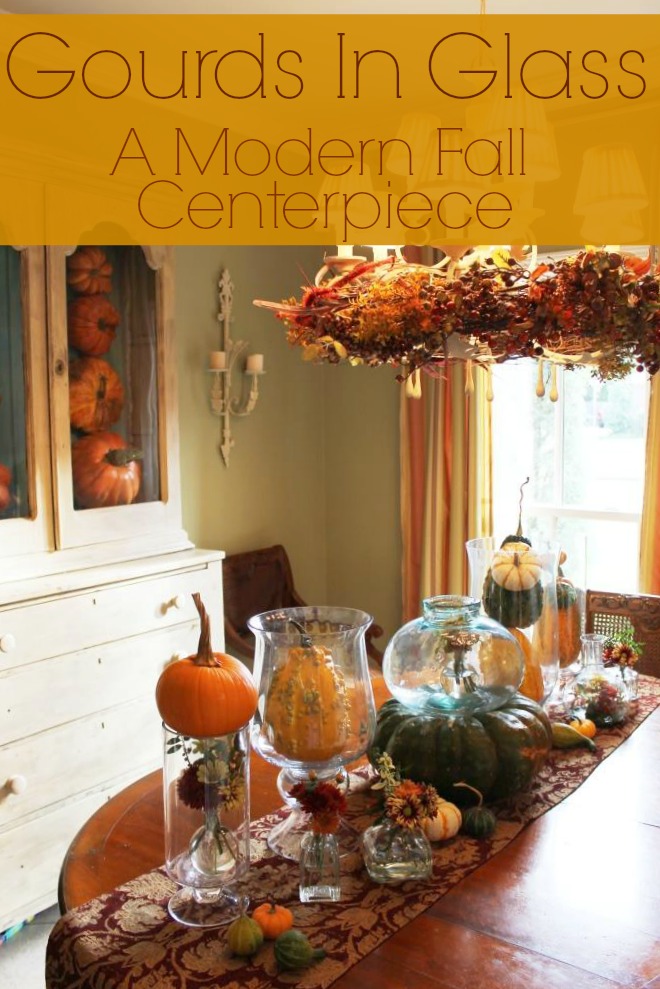 Modern Fall Centerpiece : Miss kopy kat gourds in glass a modern fall centerpiece