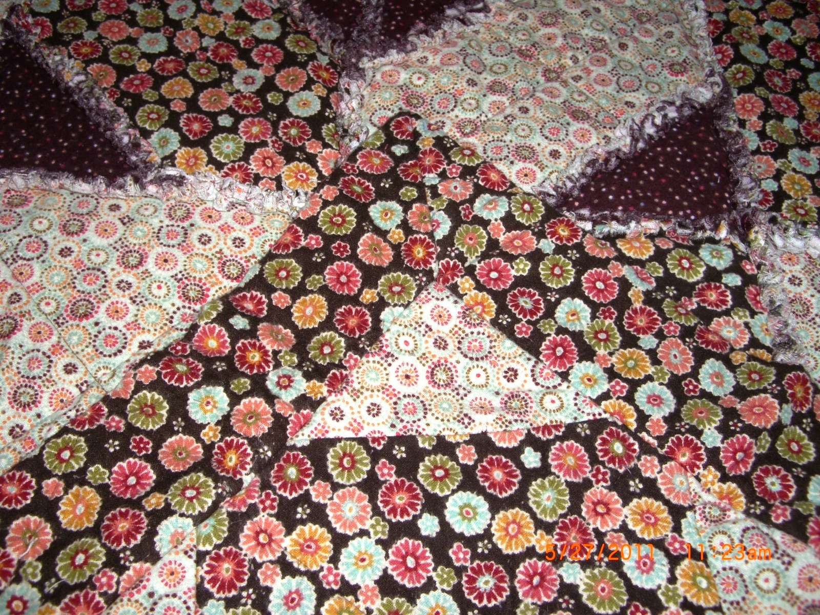 My.quilted.life: Handmade, Queen Size, Reversible, Rag Quilt in rich, warm, brown tones ...