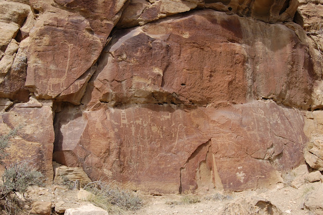 Large Freemont Petroglyph Panel with Long Necked Goat in Nine Mile Canyon Utah