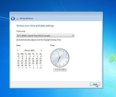 cara instal windows 7 pengaturan waktu