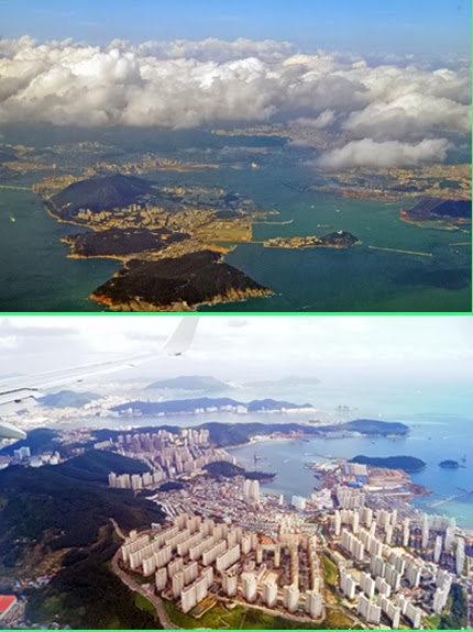 I looked at Busan from the airplane.　