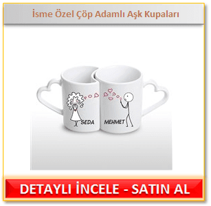 bayan sevgiliye hediyeler İsme Özel Çöp Adamlı Aşk Kupaları