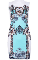 White Blue Sleeveless Floral Backless Dress White Blue Sleeveless Floral Backless Dress