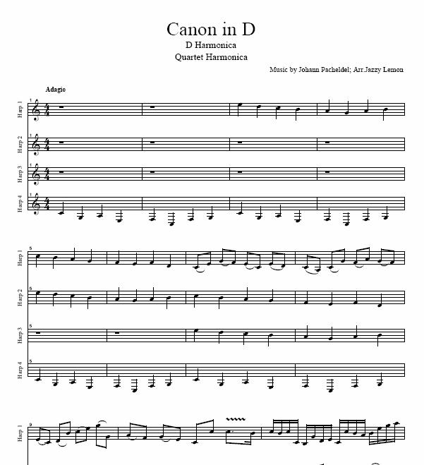 Jazzylj Canon in D for Quartet Harmonica เพลงแคนน่อนสำหรับวงฮาร์โมน