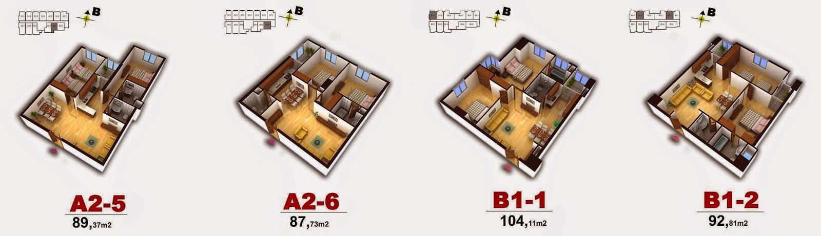 Các căn B từ tầng 12A đến tầng 21