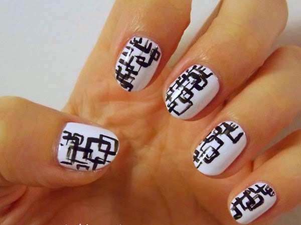most beautiful black and white nail art designs