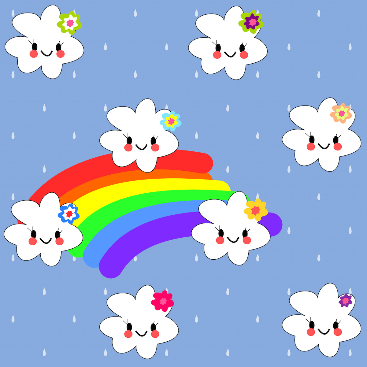 Free digital kawaii rainbow scrapbooking paper ausdruckbares
