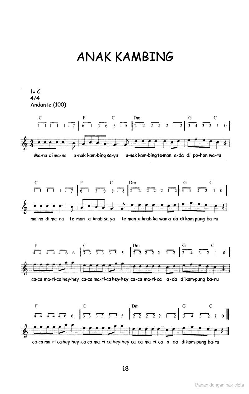 20 Koleksi Not Angka Lagu Anak Anak Not Angka Lagu