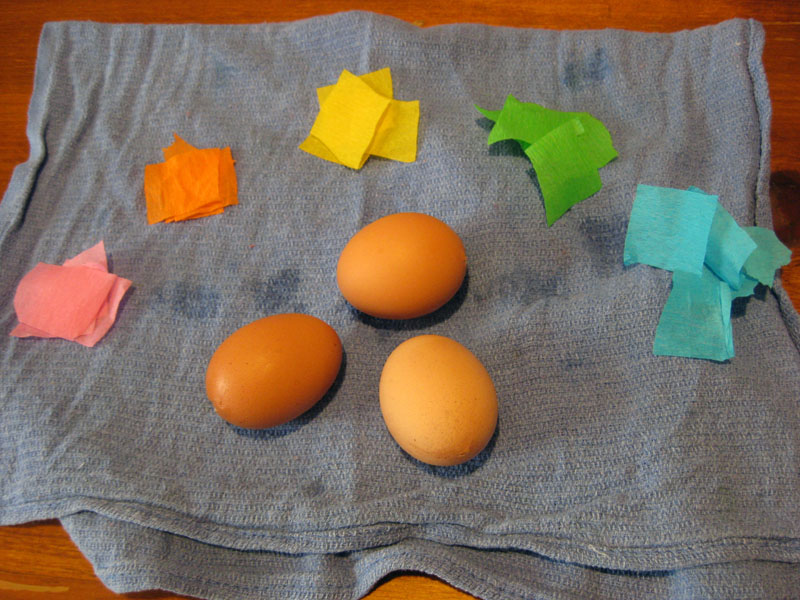 Happy Whimsical Hearts Painting eggs wet crepe paper