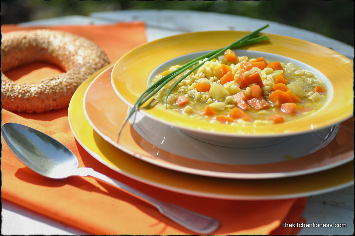 The Kitchen Lioness FFwD Vegetable barley soup with the taste of