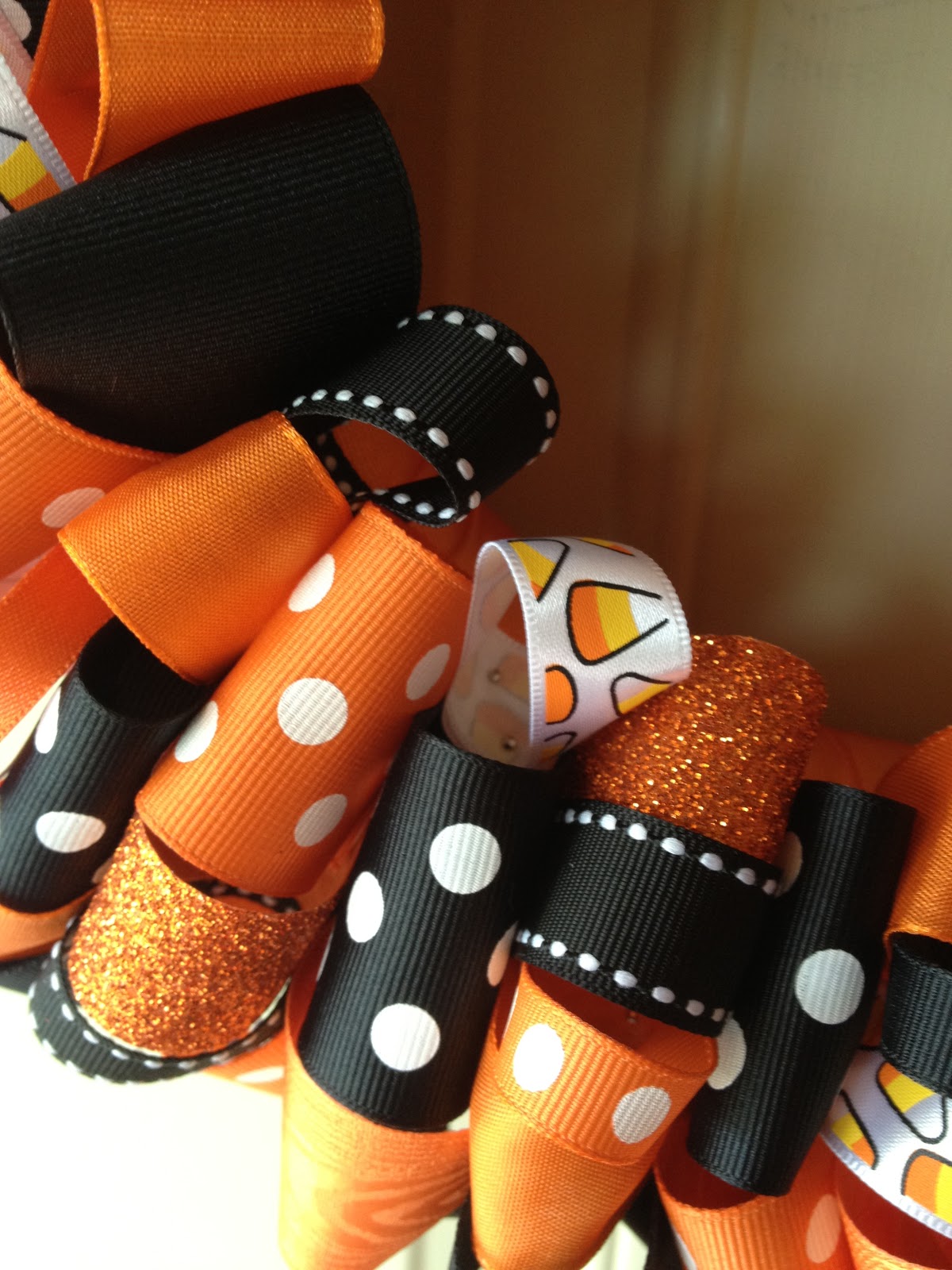 Katie's Ribbon Wreaths Halloween Candy Corn Ribbon Wreath