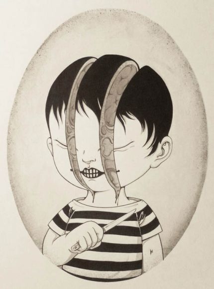 yan wei ilustrações bizarras creepy