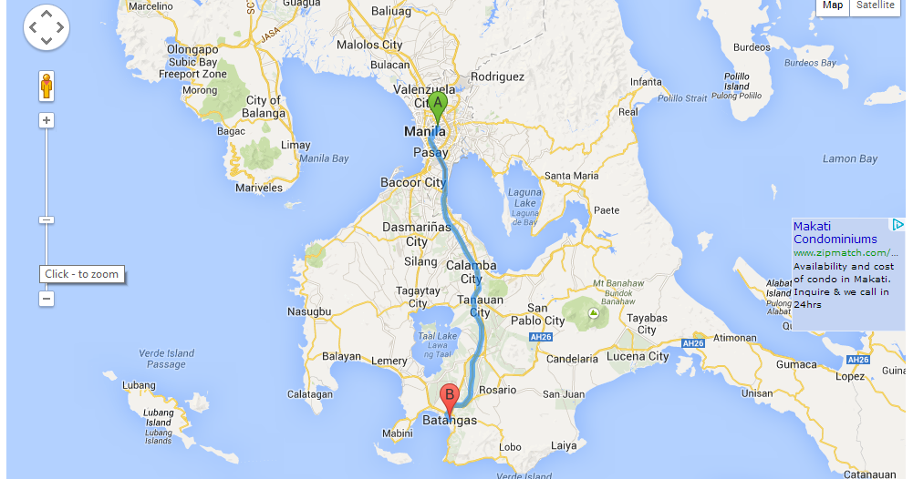 Batangas Map From Manila Les Caraibes Beach Resort : Map 1 (From San Juan, Batangas To Bgy. Hugom,  Batangas)