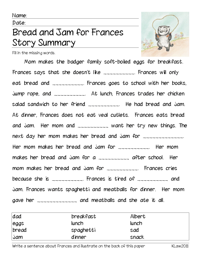 First Grade a la Carte Bread and Jam for Frances