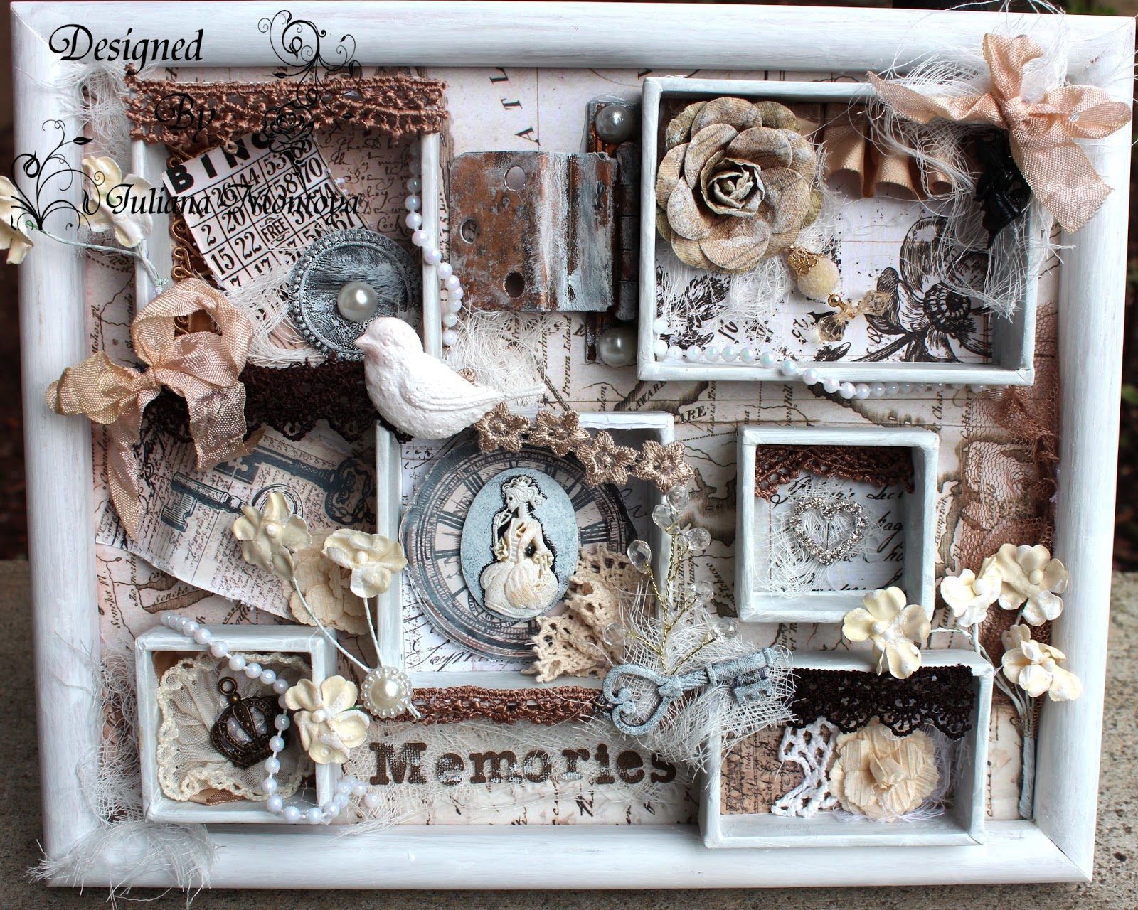 ShabbyChicJCouture Vintage Shabby Chic Engraver Shadow Box Memories