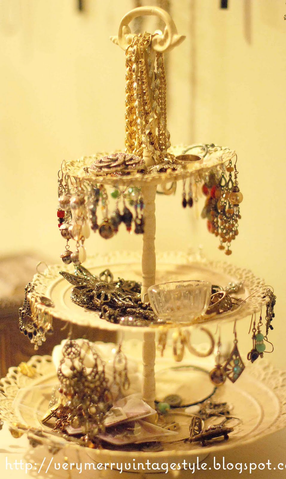 Very Merry Vintage Syle HomeGoods Wall Art turned Jewelry Tree {Sparkles}