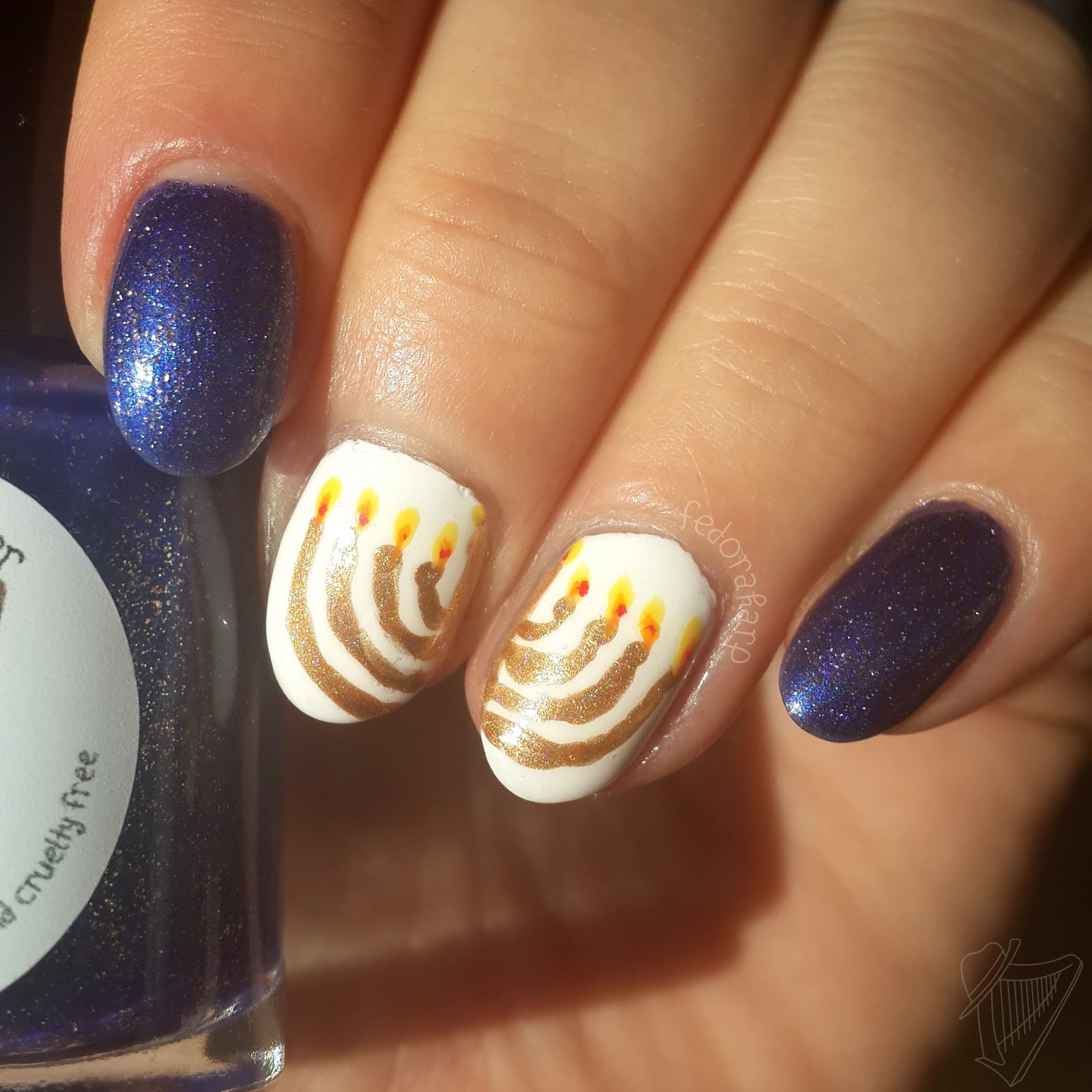 Fedora Harp Notd Hanukkah Nails 1