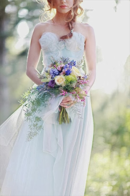 romantic blue brides dress
