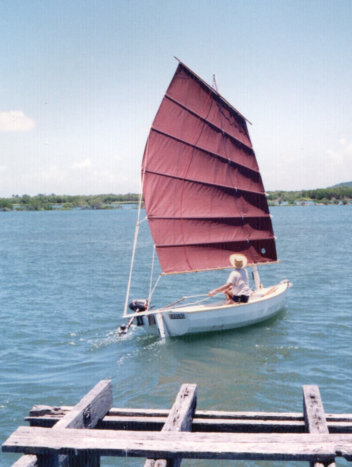 Ross Lillistone Wooden Boats Spritsail with Jib Set Flying