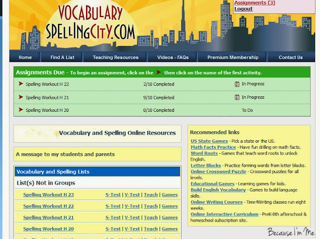 Because I'm Me Vocabulary Spelling City Review, great fun way to help kids learn spelling words and their meanings