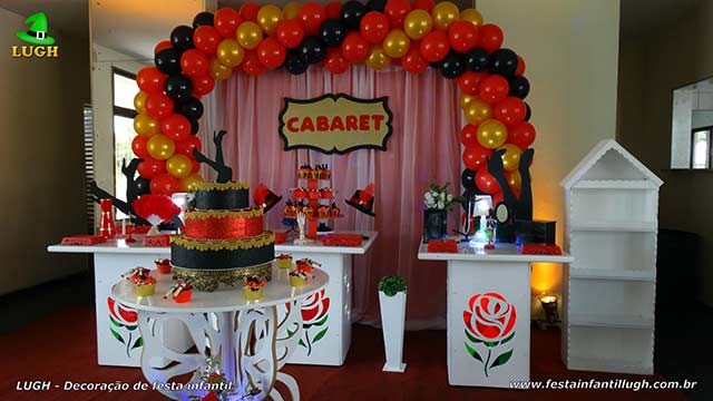Decoração de mesa de aniversário tema Cabaret(Cabaré) para festa feminina Decoração de mesa de aniversário tema Cabaret(Cabaré) para festa feminina