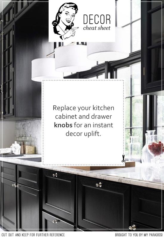 Replace your kitchen cabinet and drawer knobs for an instant decor uplift.