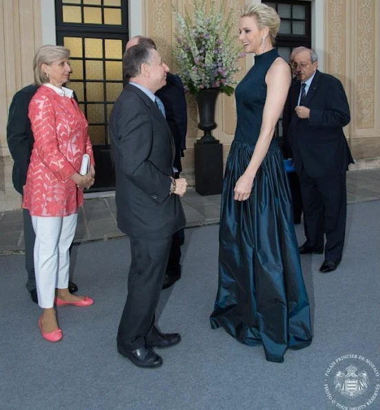 Prince Albert of Monaco and Princess Charlene of Monaco hosted an cocktail party in the Princely Palace courtyard on May 23,2015 in Monaco. 