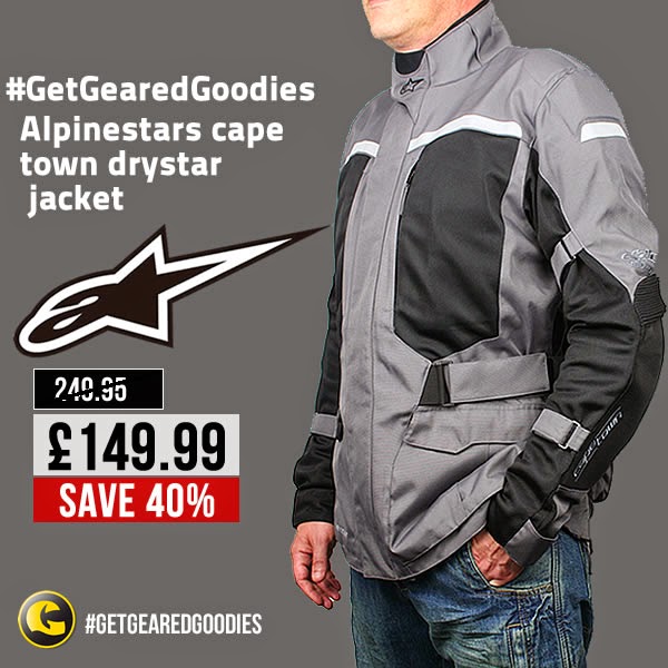 #GetGearedGoodies - Save on the Alpinestars Cape Town Drystar jacket - www.GetGeared.co.uk