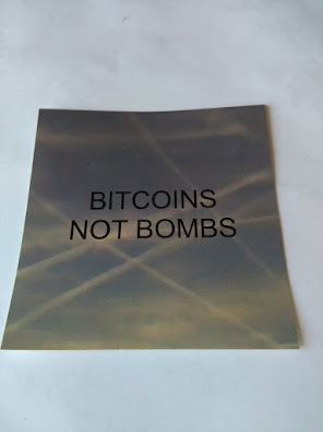 BITCOINS NOT BOMBS - QUALITY VINYL STICKER - JUST 5.98