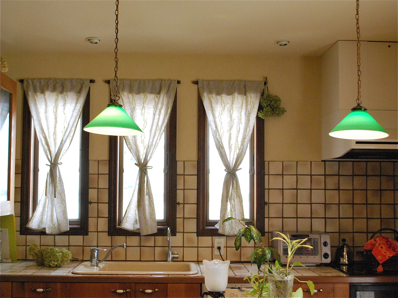 GREEN FABRIC リネンのカフェカーテン