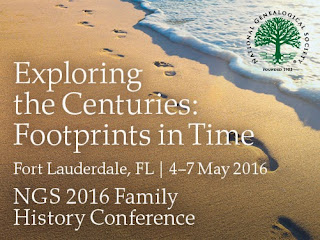 The NGS 2016 Family History Conference will be help in Fort Lauderdale, FL on 4-7 May 2016.