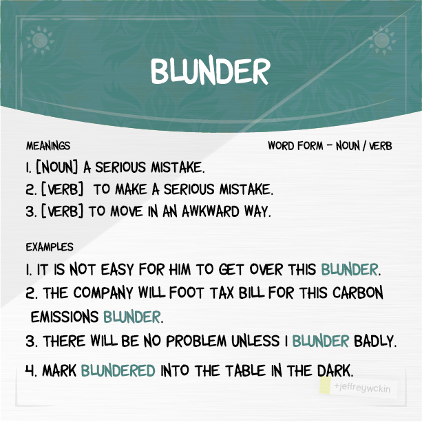 Define Blunder, Blunder Meaning, Blunder Examples, Blunder