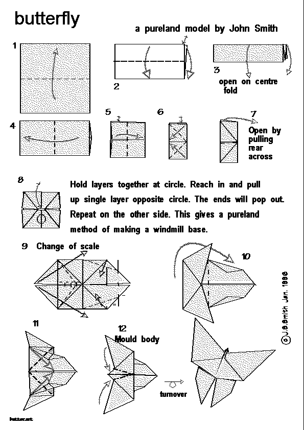 Simple origami Instructions ; butterfly web wanderers
