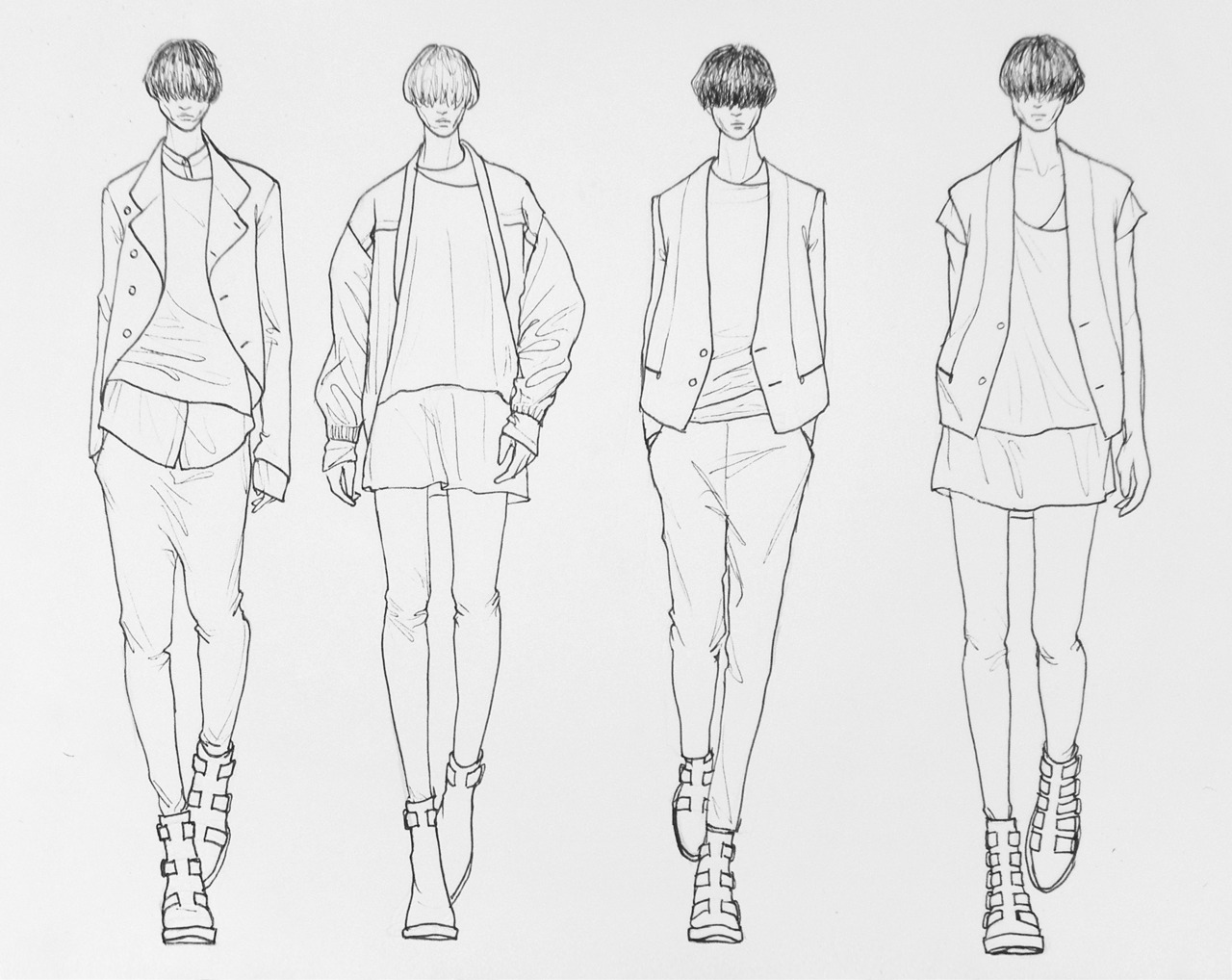 men fashion illustration templates