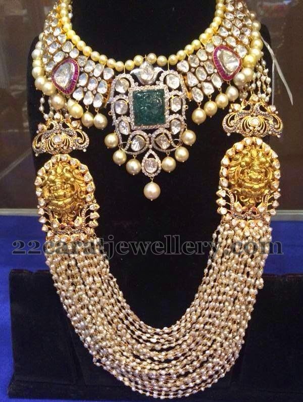 Kundan Necklace Pearls Haar Jewellery Designs
