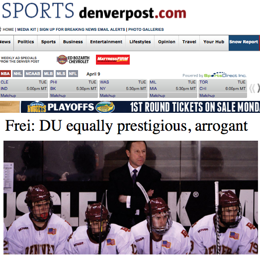 Frei: NHL and Avs will go back to work, not to Olympics, and DU's