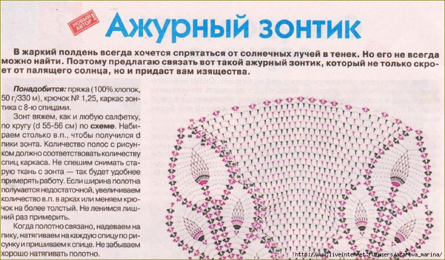 Зонтик крючком схемы с описанием для куклы Зонтик крючком схемы с описанием для куклы