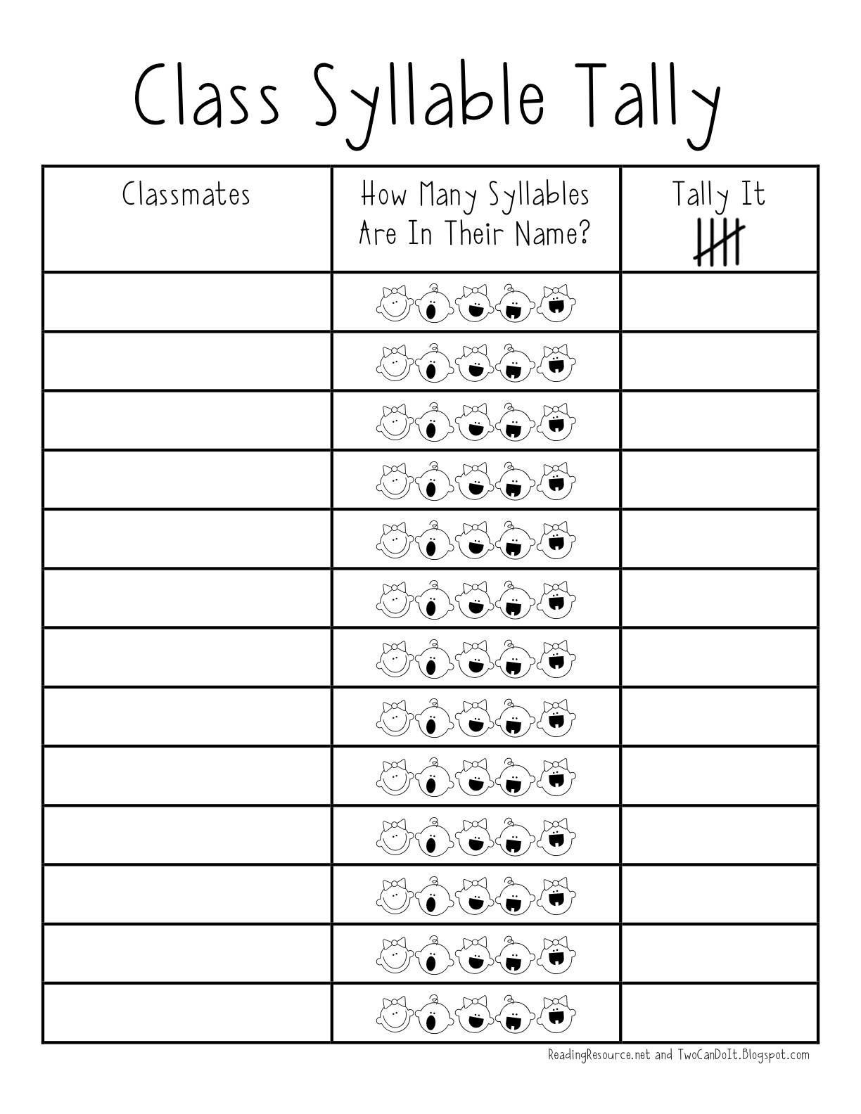 Two Can Do It: Class Syllable Tally